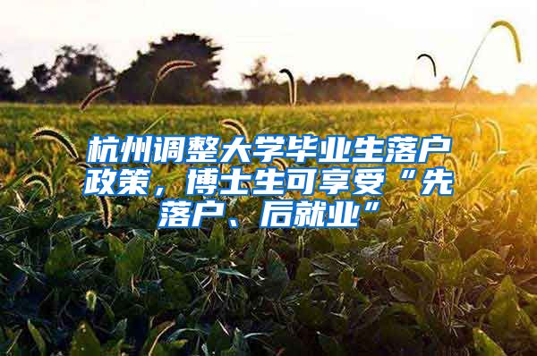 杭州调整大学毕业生落户政策,博士生可享受“先落户、后就业”