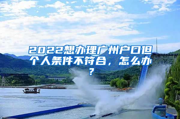 2022想办理广州户口但个人条件不符合，怎么办？