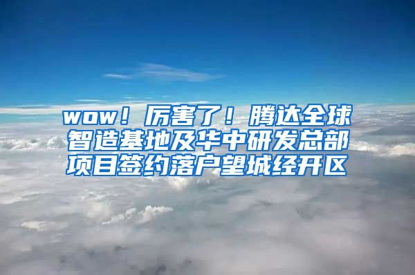 wow！厉害了！腾达全球智造基地及华中研发总部项目签约落户望城经开区