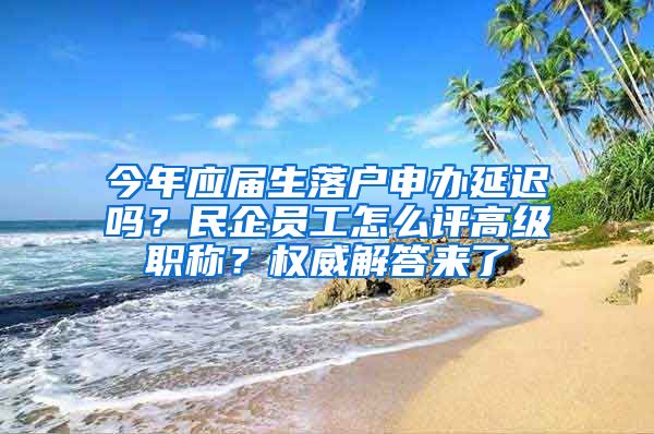 今年应届生落户申办延迟吗？民企员工怎么评高级职称？权威解答来了