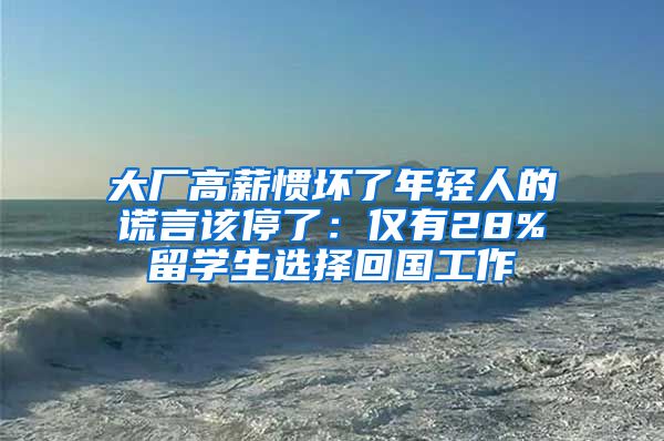 大厂高薪惯坏了年轻人的谎言该停了：仅有28%留学生选择回国工作
