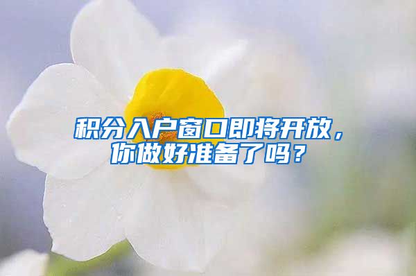 积分入户窗口即将开放,你做好准备了吗?