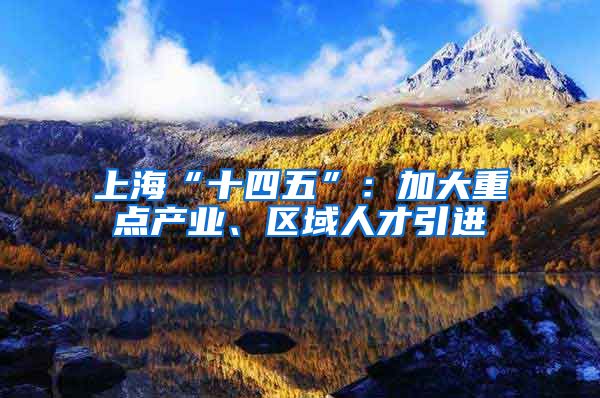上海“十四五”：加大重点产业、区域人才引进