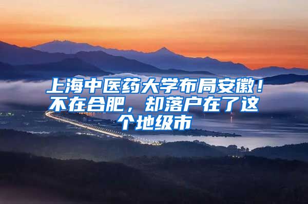 上海中医药大学布局安徽！不在合肥，却落户在了这个地级市