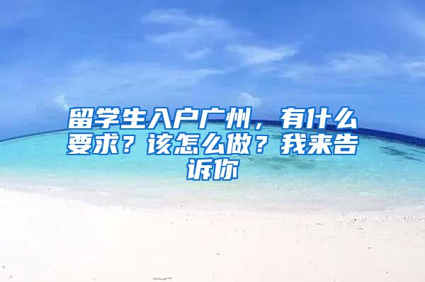 留学生入户广州，有什么要求？该怎么做？我来告诉你